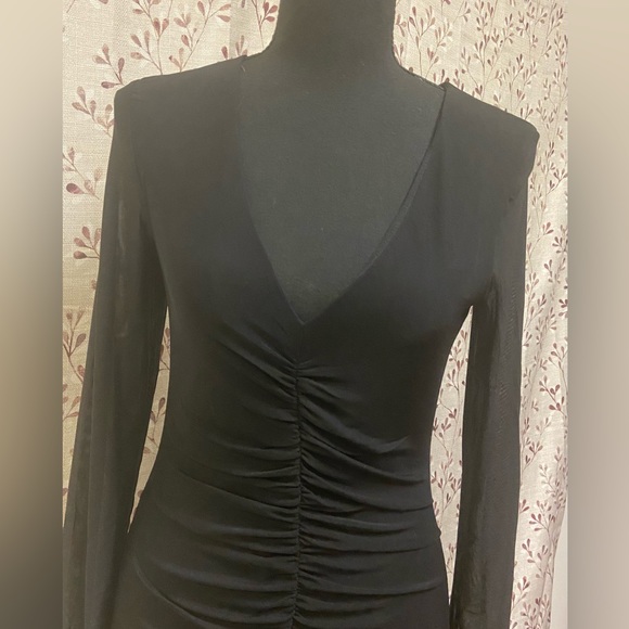 INC International Concepts - V-Neck Ruched Mesh Dress (NWT) - Picture 3 of 7
